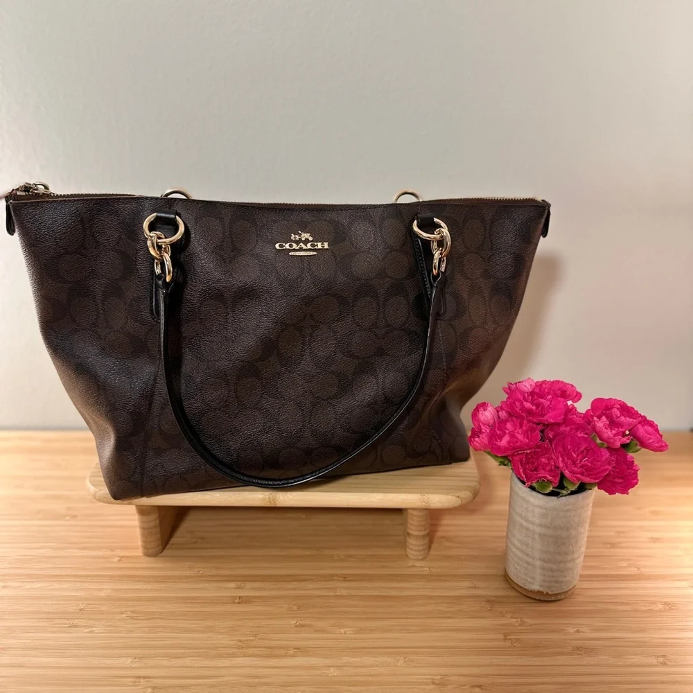 Coach Signature Brown Ava Tote Bag - Picture 1 of 16